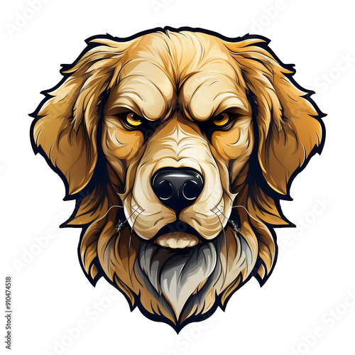 Wild angry pugnacious combative motivational sport logo - Golden Retriever photo