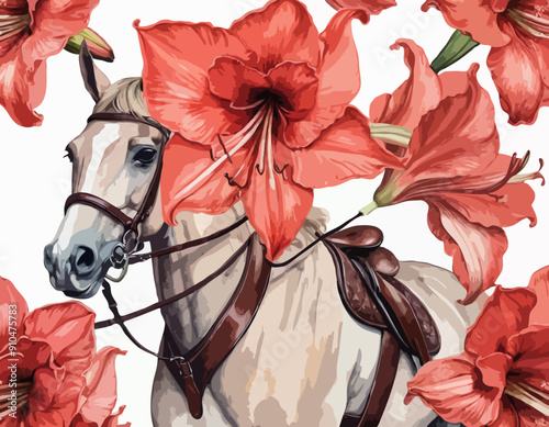 Amaryllis equestrian | Redoubt Flower Illustrations