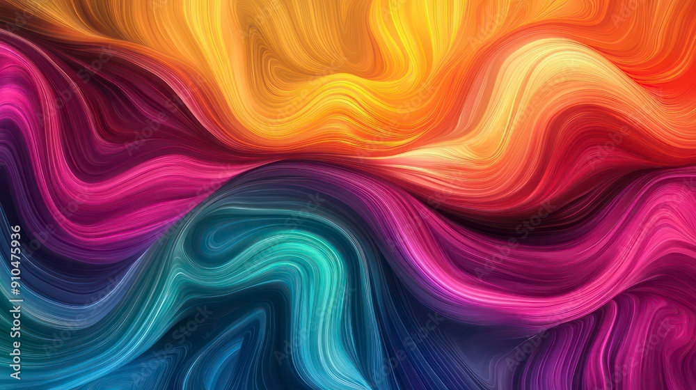 Abstract digital art with flowing lines in yellow, purple, and blue colors. Abstract digital art with flowing lines in yellow, purple, and blue colors.