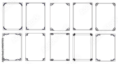 Rectangle ornaments. Decorative frames and border. Isolated icons, vector set..eps