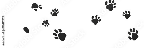 black paw prints in a seamless pattern on a white background,