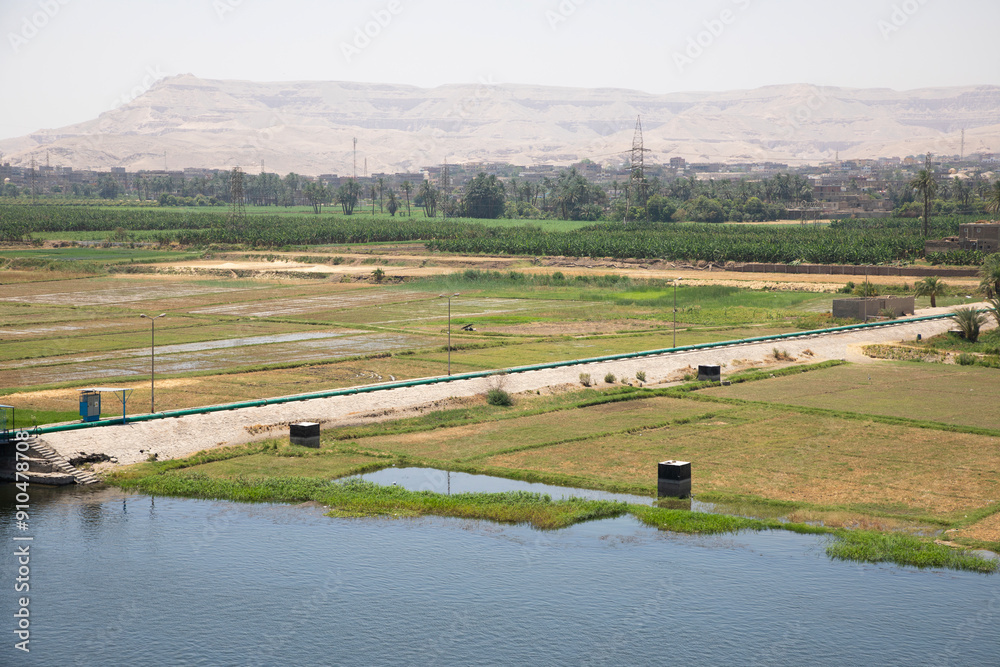 Beautiful view of Nile river and landscape in Luxor, Egypt