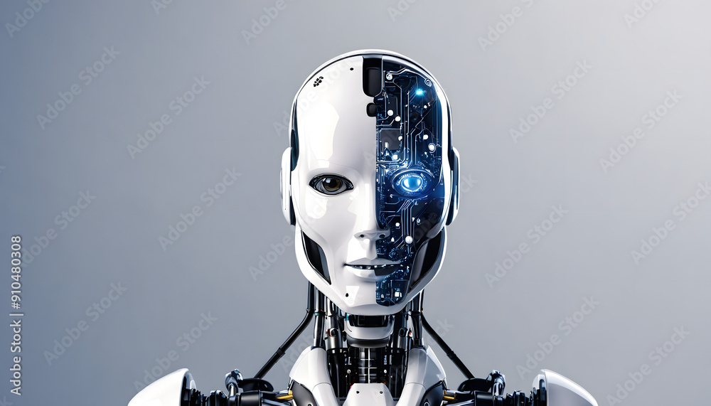 Artificial intelligence robot working at computer in office. IT team, Humanoid support center, Futuristic worker, Work at call center. Generative AI Artificial intelligence robot working at computer in office. IT team, Humanoid support center, Futuristic worker, Work at call center. Generative AI