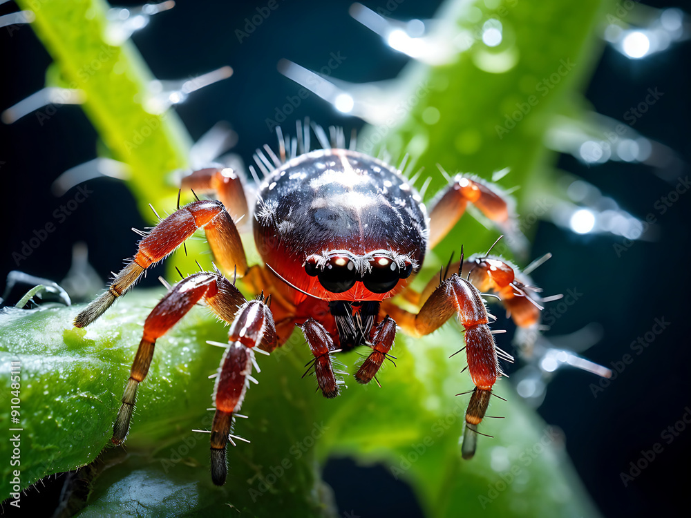 Micro of spider on a leaf Micro of spider on a leaf