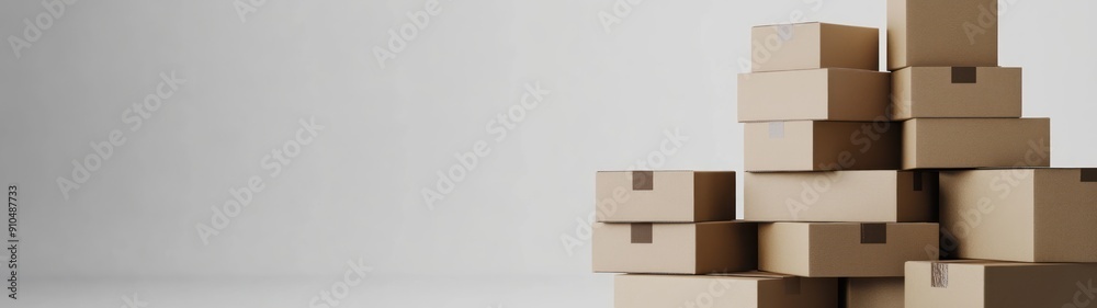 Stack of Cardboard Boxes on a White Background Stack of Cardboard Boxes on a White Background