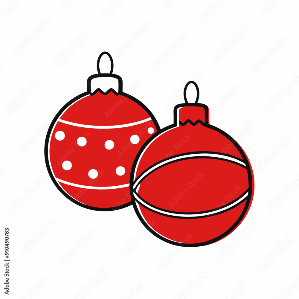 Christmas ornaments decorated with stars and dots Christmas ornaments decorated with stars and dots