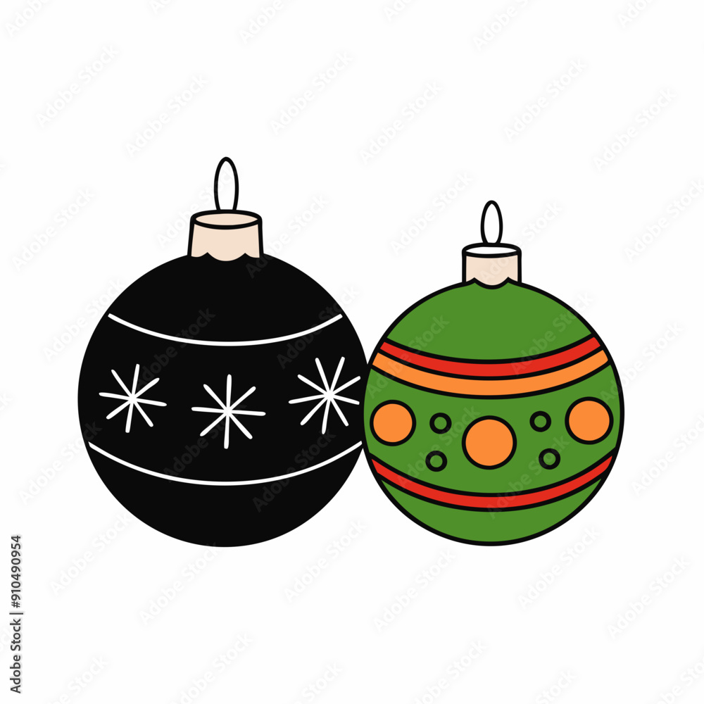 Christmas ornaments decorated with stars and dots Christmas ornaments decorated with stars and dots