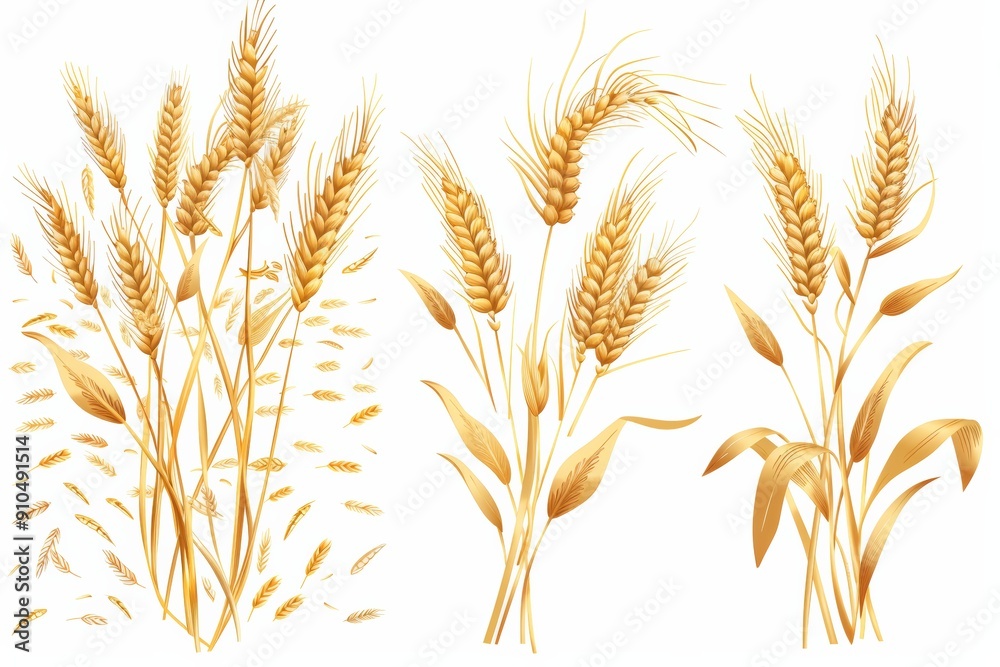 wheat, rye, and barley ears: ideal for baking. isolated on white wheat, rye, and barley ears: ideal for baking. isolated on white