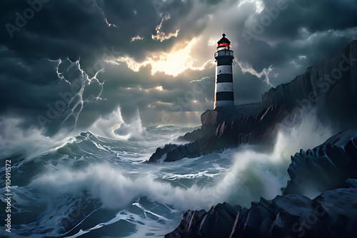 lighthouse in the storm