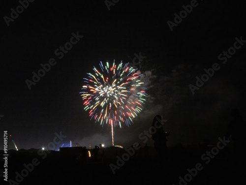 Fourth of July Fireworks from the beach and boardwalk of the Jersey Shore  