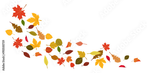 Wallpaper Mural Autumn falling leaves. Flying orange foliage from tree on white background isolated vector illustration Torontodigital.ca
