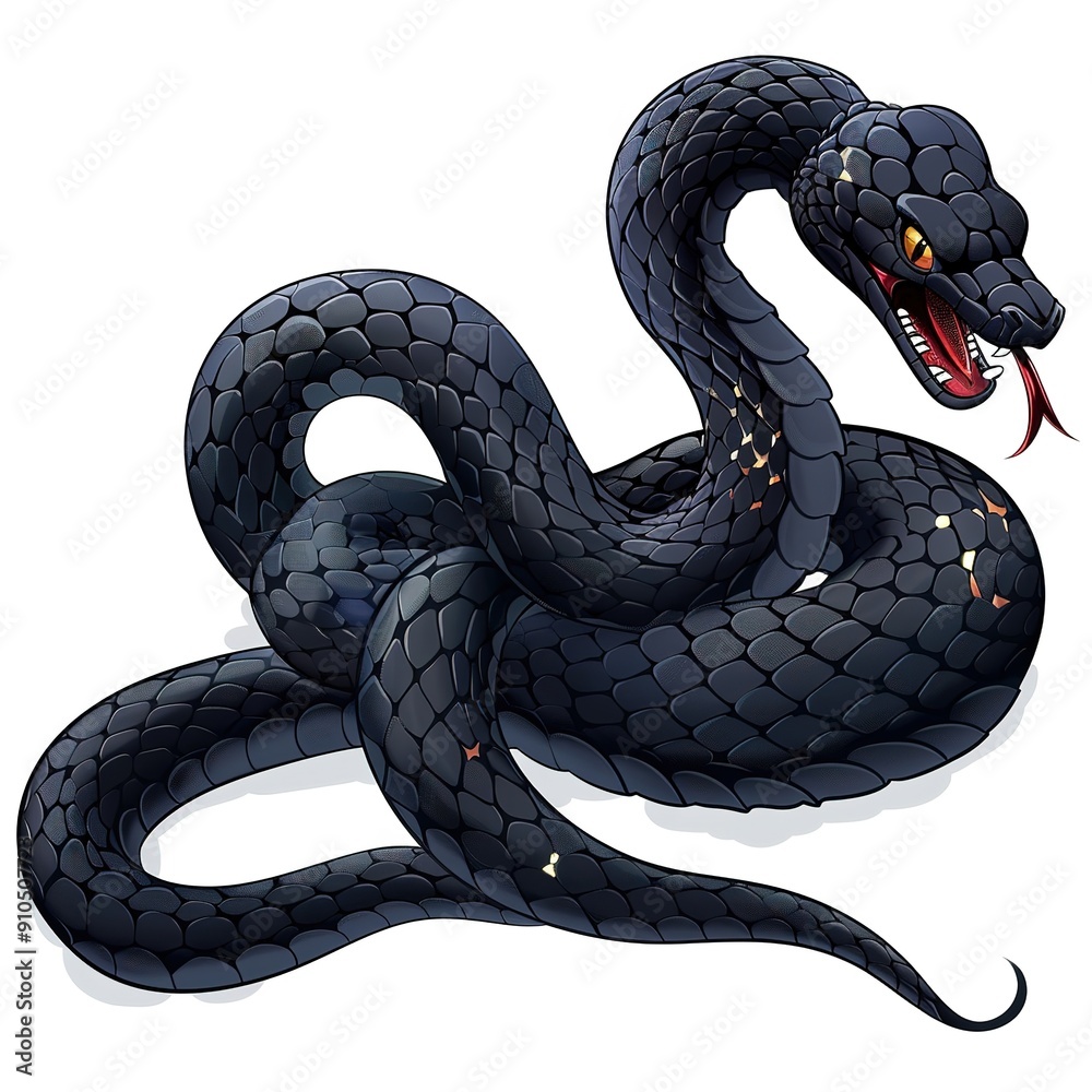 Obraz premium Anaconda Darkness element animal cartoon isolated whitebackground 16:9