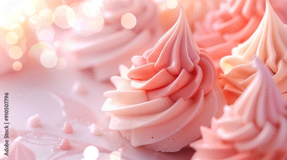 Fototapeta premium A collection of cupcakes perched atop a frosted table, adorned with sprinkles