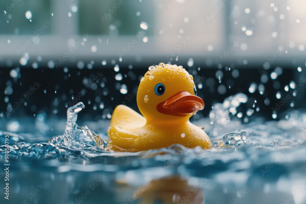 A cheerful yellow rubber duck bobs in the water with playful splashes all around, evoking a sense of happiness and nostalgia.
A cheerful yellow rubber duck bobs in the water with playful splashes all around, evoking a sense of happiness and nostalgia.