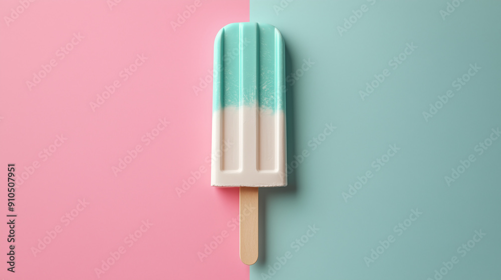 Popsicle on pink and blue background. Popsicle on pink and blue background.