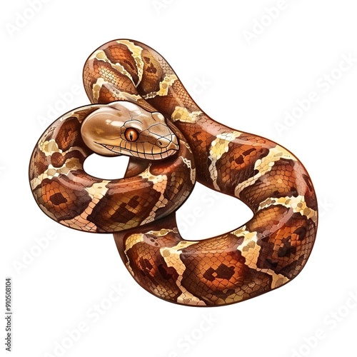 Anaconda Wood element animal cartoon isolated whitebackground 16:9