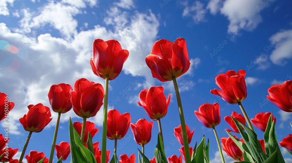 Red Tulips Against a Blue Sky Red Tulips Against a Blue Sky