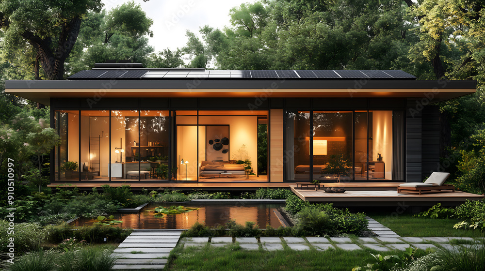 Sustainable Living: Eco-Friendly Solar-Powered Home by the Lake Sustainable Living: Eco-Friendly Solar-Powered Home by the Lake