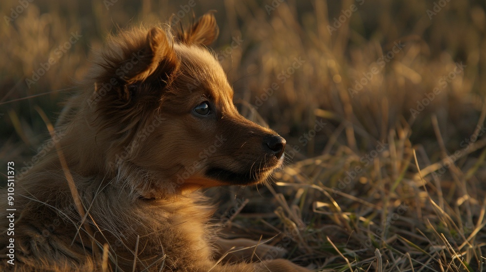 Close-up of a dog lying on grass with its head turned to the side Close-up of a dog lying on grass with its head turned to the side