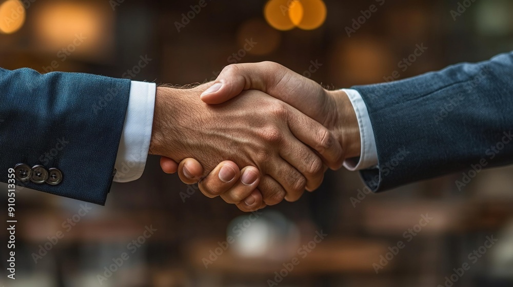 High-resolution image of businessmen shaking hands, representing business deals, mergers, and acquisitions, with a panoramic banner and copy space, ideal for finance, investment, and cooperation theme High-resolution image of businessmen shaking hands, representing business deals, mergers, and acquisitions, with a panoramic banner and copy space, ideal for finance, investment, and cooperation theme