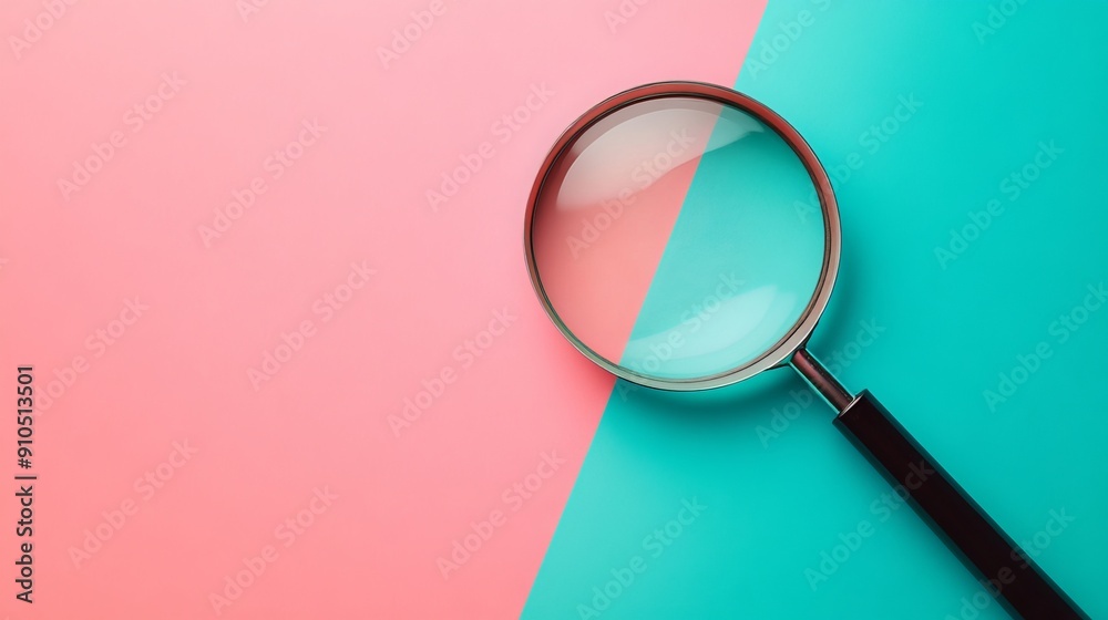 Magnifying glass with a solid-color background Magnifying glass with a solid-color background