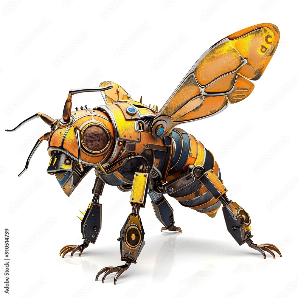 Bee Metal element animal cartoon isolated whitebackground 16:9 Bee Metal element animal cartoon isolated whitebackground 16:9