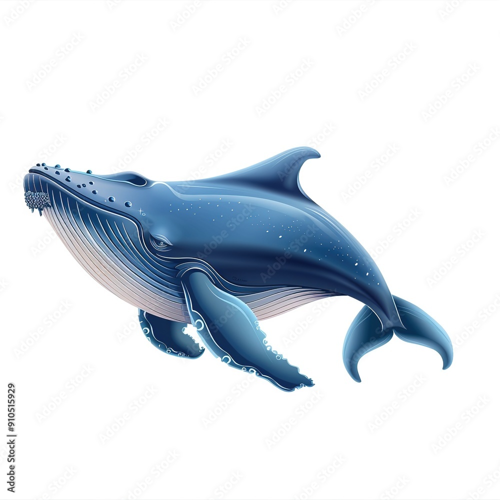 Fototapeta premium blue whale Gravity element animal cartoon isolated whitebackground 16:9