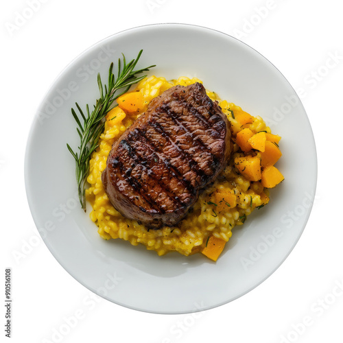 A Plate of Grilled Steak wi...
