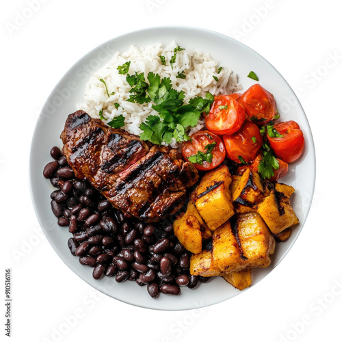 A Plate of Grilled Steak wi...