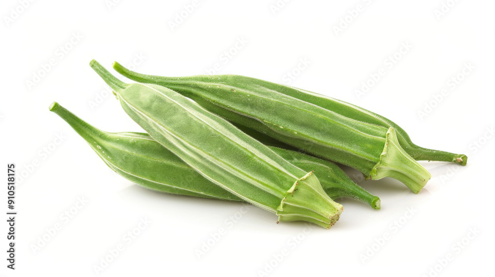 A whole okra isolated on white A whole okra isolated on white