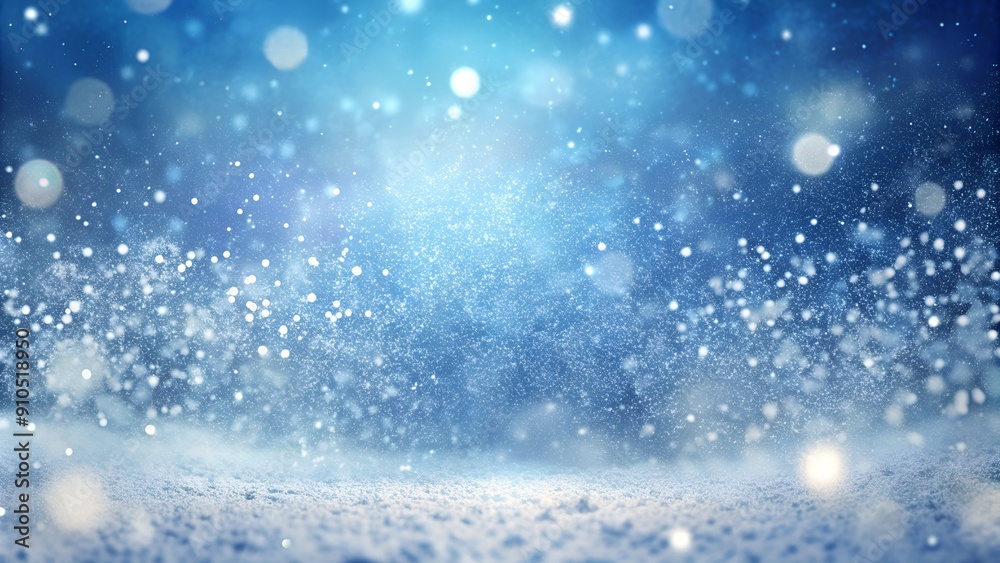 Sparkling Snowfall on a Frosty Blue Winter Background with Soft Light Sparkling Snowfall on a Frosty Blue Winter Background with Soft Light
