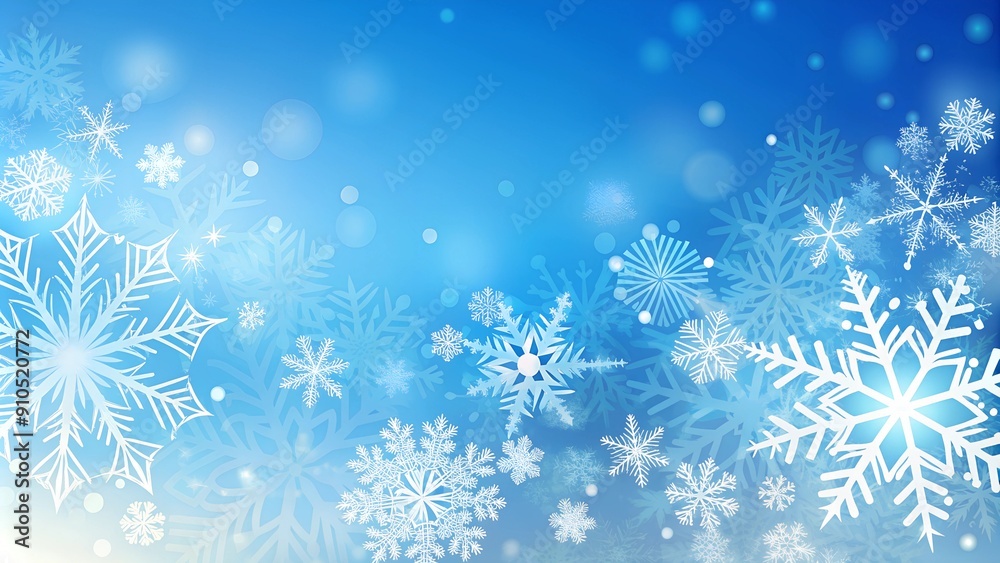 Snowy Winter Wonderland with White Snowflakes and Blue Sky Snowy Winter Wonderland with White Snowflakes and Blue Sky
