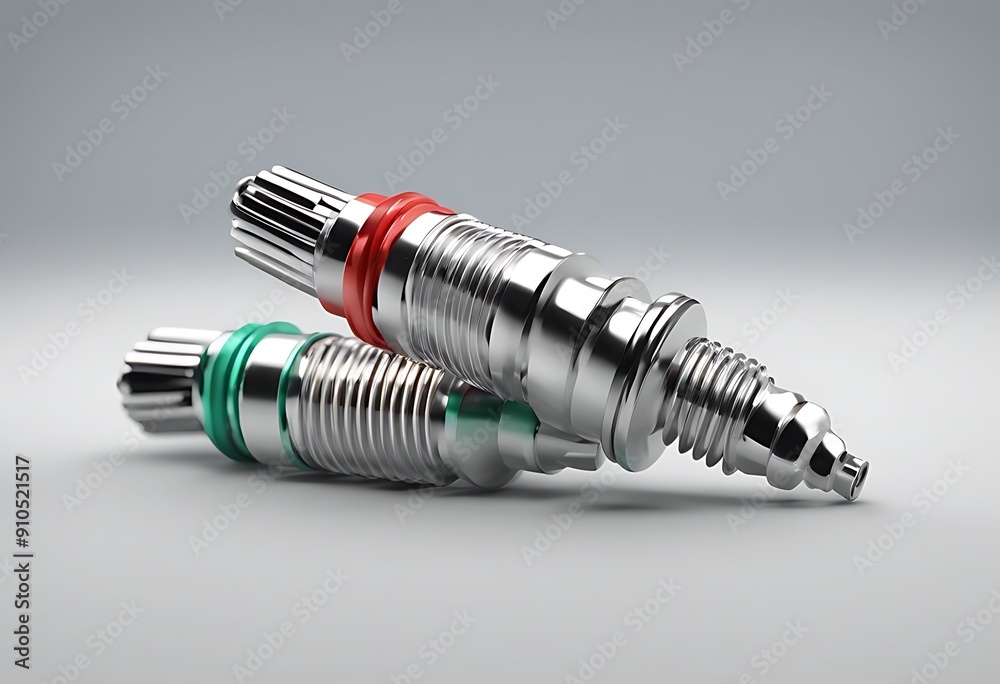 new pair plugs background spark white isolated render d plug ignition metal part steel vehicle car three-dimensional chrome coil accessory automobile closeup new pair plugs background spark white isolated render d plug ignition metal part steel vehicle car three-dimensional chrome coil accessory automobile closeup