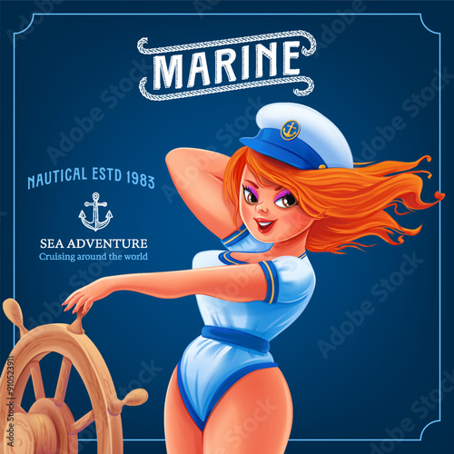 navy woman vintage poster nautical graphics