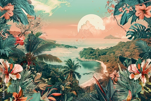 Sunset over a tranquil tropical bay