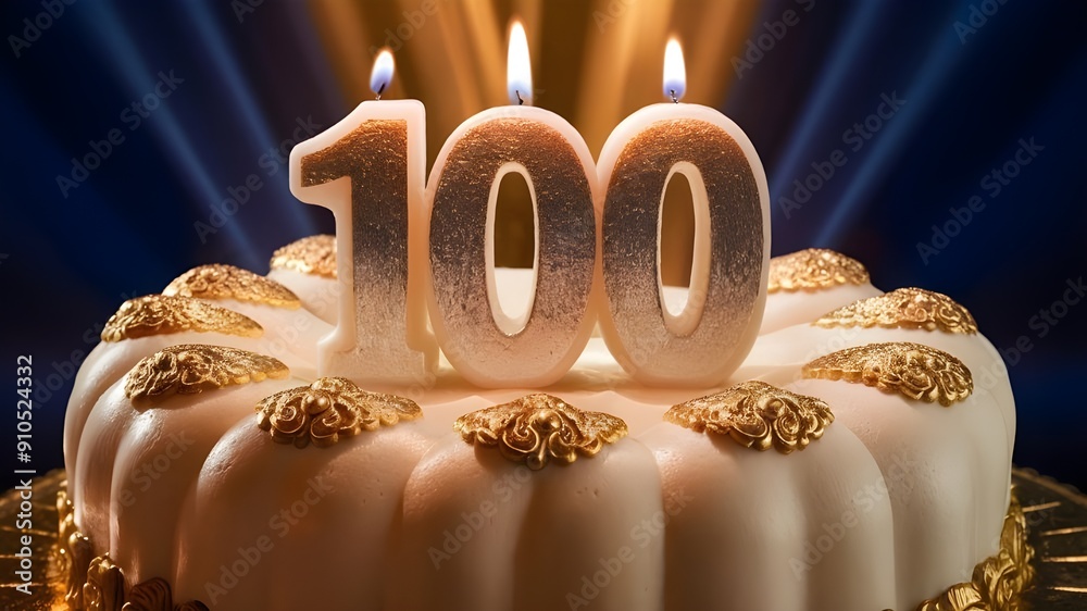 100th Birthday Cake With Candles Hundred Birthday Celebration Happy 100th Birthday Cake With Candles Hundred Birthday Celebration Happy