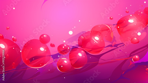 Purple Soap Bubbles on Red Background, Abstract Image, Texture, Pattern, Wallpaper, Cover and Screen of Smartphone, Cell Phone, Computer, Laptop, 9:16 and 16:9 Format