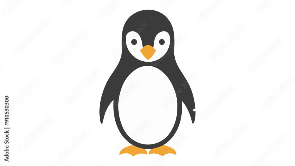 Fototapeta premium simple illustration of a penguin on a white background, simple vector shape of a cute penguin vector illustration