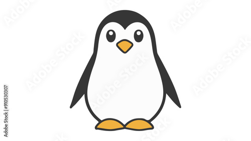 simple illustration of a penguin on a white background, simple vector shape of a cute penguin vector illustration