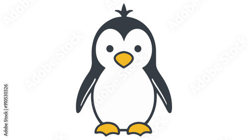simple illustration of a penguin on a white background, simple vector shape of a cute penguin vector illustration