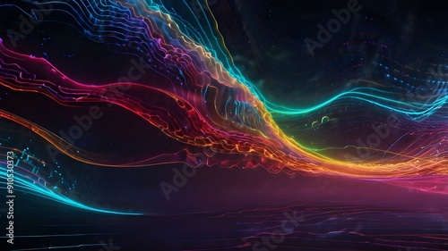 Large-scale Neon Wave Background photo