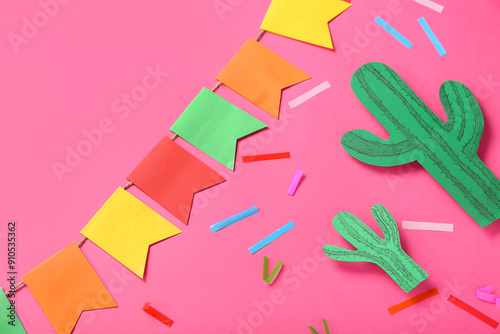 Mexican flags with paper ca...