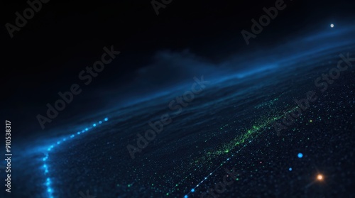 Abstract Dynamic Blue Shapes Glowing Lines Digital Composition 