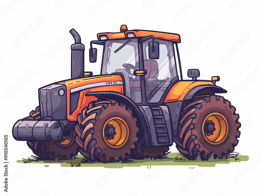 Tractor on the field. Vector illustration in a flat style Tractor on the field. Vector illustration in a flat style