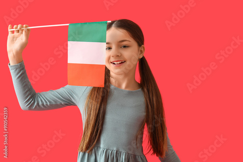 Little girl with flag of It...