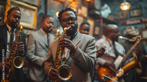 Saxophone Player Performing in a Jazz Band - Photo