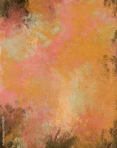 Soft Pink Green Yellow Brown Texture Abstract Brush Stroke Pastel Gouache Background