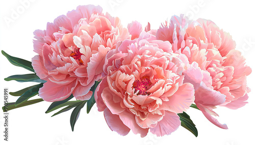 Pink peonies, vector illustration on a white background, pastel...