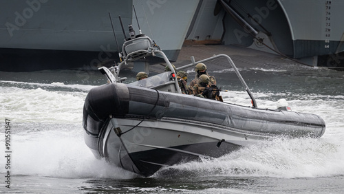 Soldiers during a military operation on a boat