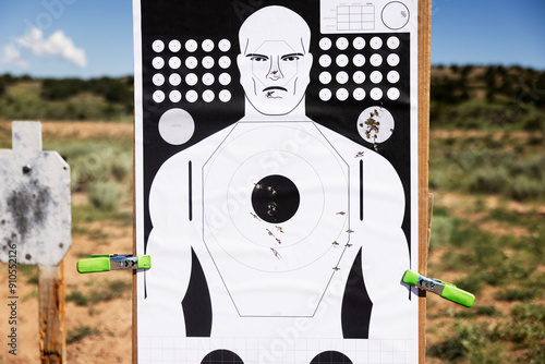 Target with bullet holes 